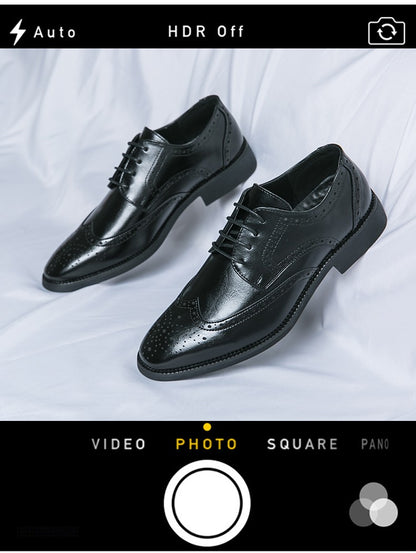 Men's Full-grain Genuine Leather Formal Dress Shoes Soft Comfortable Business Casual Footwear Classic Men's Footwear