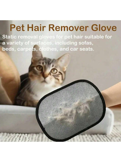 2 Piece Pet Hair Remover Gloves Against Static Charging, Both Side Foot Roll, Cat Hair Brush, Suitable For Carpet, Bed Linen, Cl