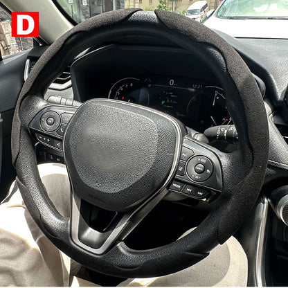 1 par de capas para volante de carro, impulsionador de microfibra, acessórios decorativos internos automotivos, fibra de carbono universal