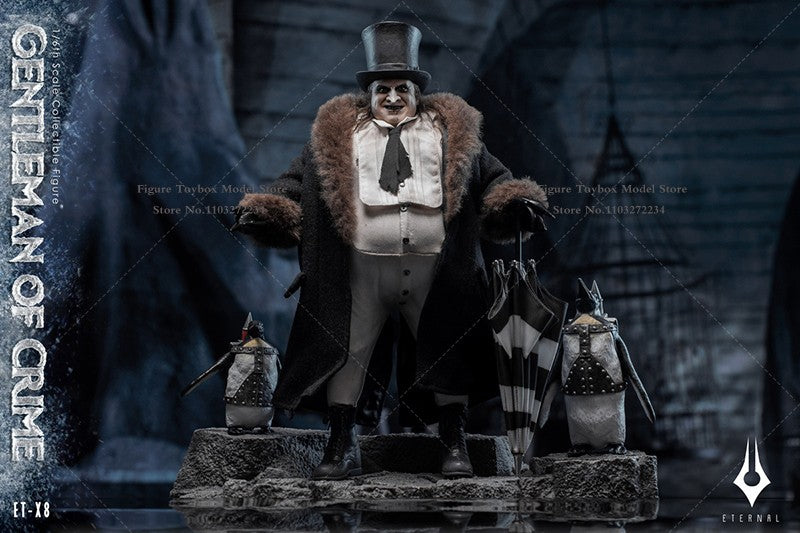 Boneco Articulado Colecionável Eternal Toy ETX8 1/6 Comics Villain Gentleman of Crime Pinguim Jazz Conjunto Completo 12'' com Traje e Guarda-Chuva
