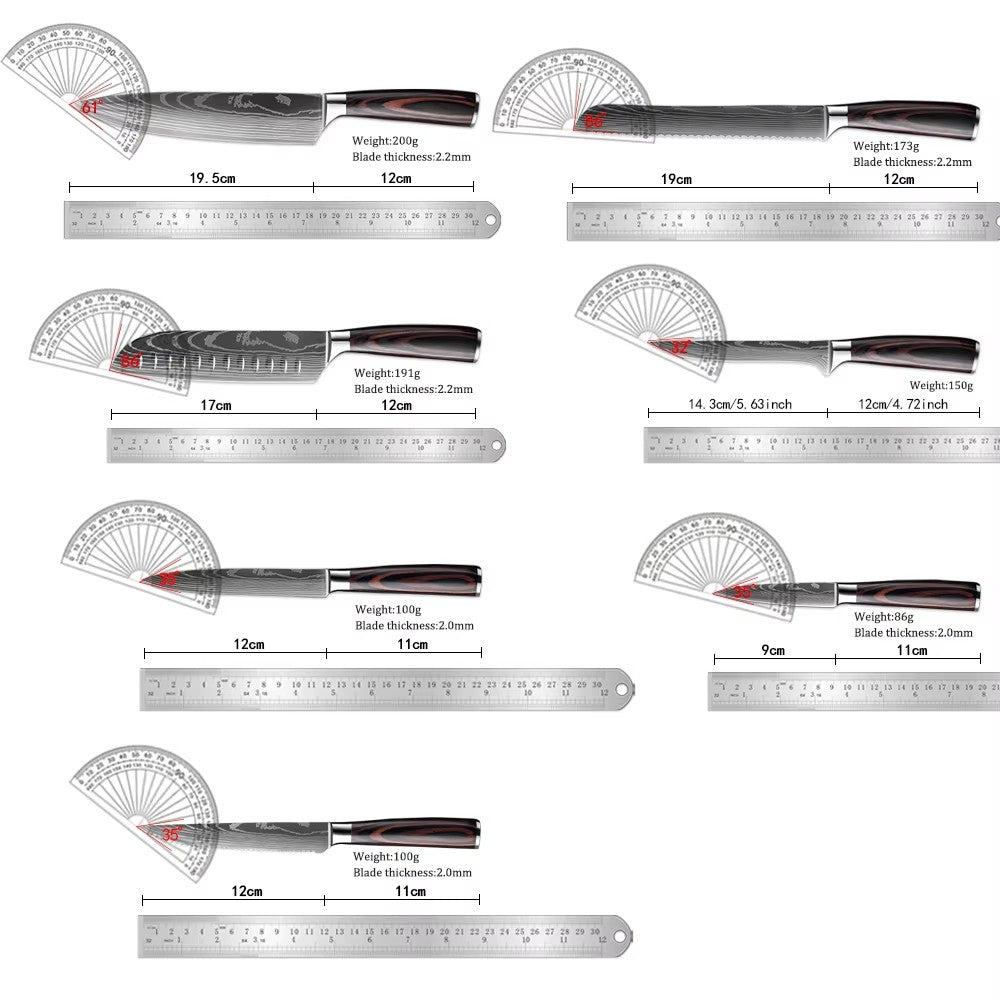 Conjunto de facas de cozinha japonesas 15 peças de chef profissional ultra afiadas para corte muito rápido com suporte tesoura afiador