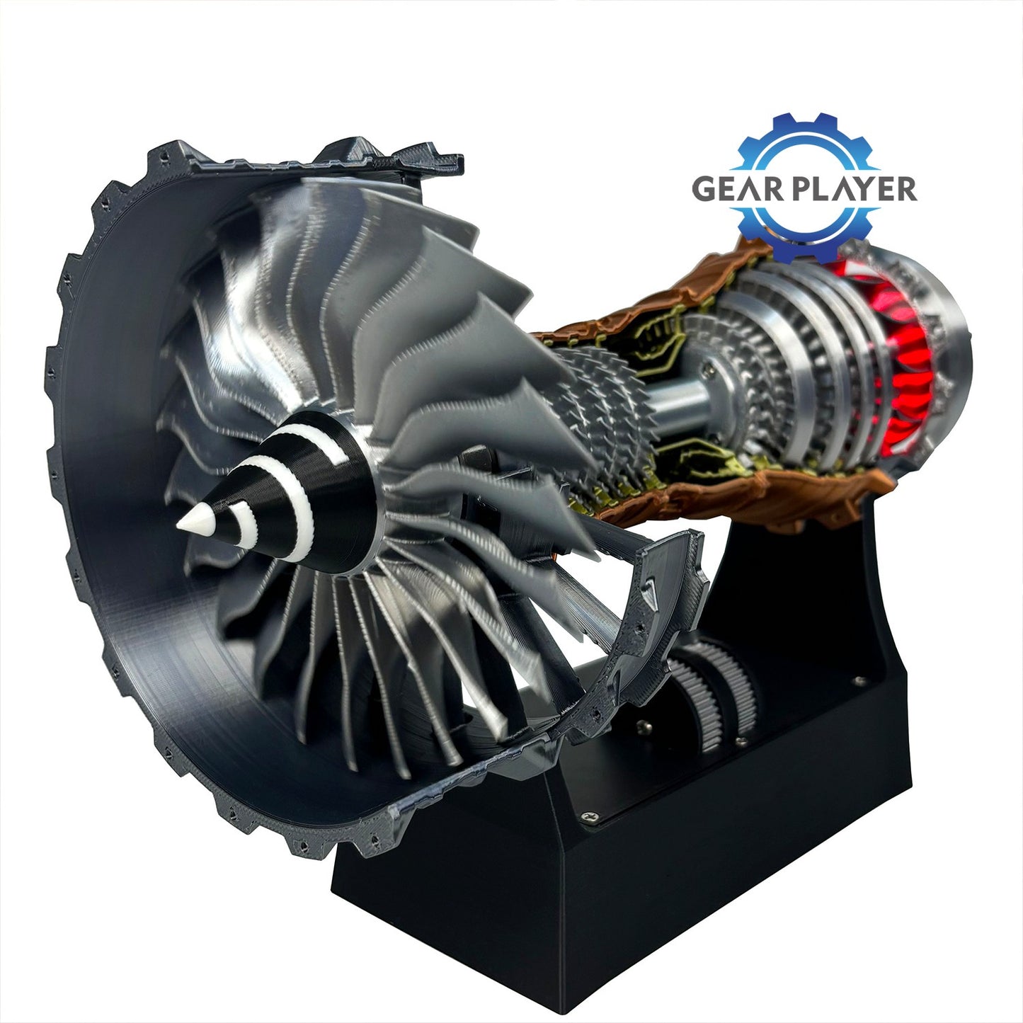 Kit de Modelo de Motor Turbojato com Velocidade Ajustável e Simulação de Chama Traseira para Montagem DIY e Projetos de Ciência