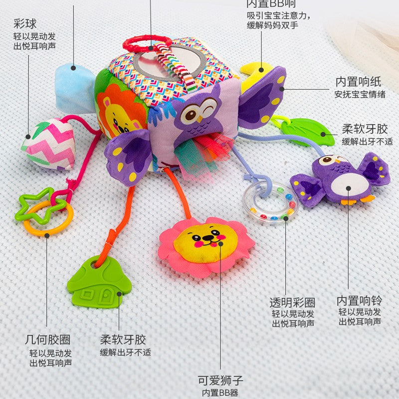 Brinquedos de Chocalho para Bebês Animais de Berço Carrinho de Bebê para Recém-Nascidos Brinquedos de Boneca de Pelúcia Educativos para Treinamento de Habilidades de Agarrar para Bebês de 0 a 12 Meses