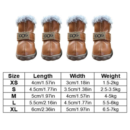 Botas de Chuva Quentes para Cães, Botas de Neve Impermeáveis para Pets, Sapatos Macios de Inverno para Cães, Pelúcia/PU Antiderrapante para Chihuahua, 4 Peças/Conjunto