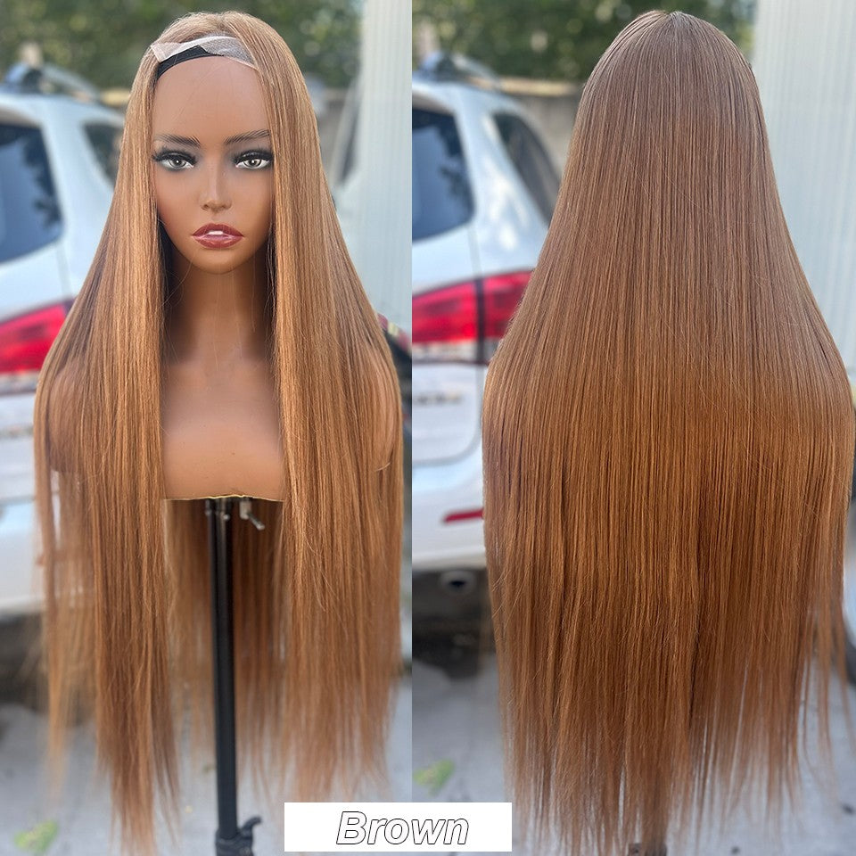 Magicae 330Grams 36Inch 4x4 Lace Front Wigs Chestnut Brown Wigs Ombre Highlight Straight Blond P27/613# High Temperature Cosplay