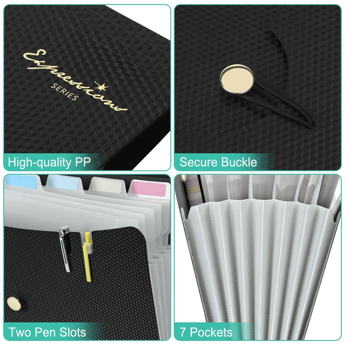 Expanding File Folders, A4 Size Accordion File Organizer, 7 Pockets Folders for Documents, for School Office Supplies
