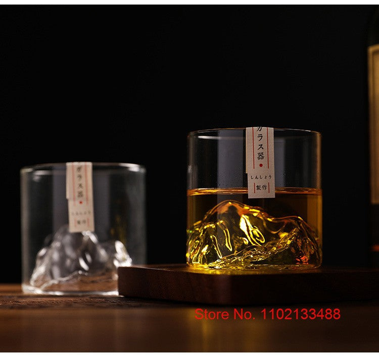 Copo de Uísque Japonês de Gelo para Uísque Puro Copos de Uísque de Montanha 3D Caixa de Presente de Madeira Taça de Conhaque Copo de Vodca Copo de Vinho