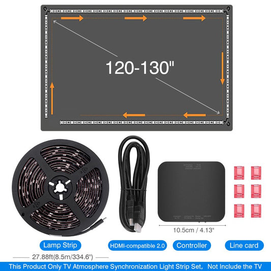Christmas Ambient TV LED Backlight Sync to Screen For 40-130 Inch Real-Time Sync Light Strip For 4K HDMI-Compatible 2.0 Device
