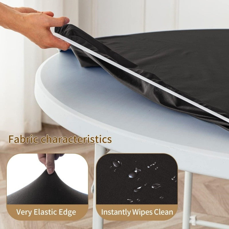 New 60-140cm Weding Round Table Cover Waterproof Case Dining Table Oil-Proof Elastic Tablecloth Fitted Wedding Decoration Hotel