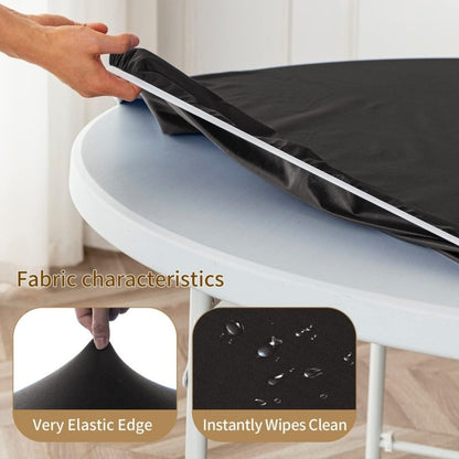 New 60-140cm Weding Round Table Cover Waterproof Case Dining Table Oil-Proof Elastic Tablecloth Fitted Wedding Decoration Hotel