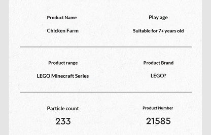 Lego Minecraft Série 21585 Fazenda de Galinhas Quebra-Cabeça Infantil Montar Blocos de Construção Brinquedo de Presente
