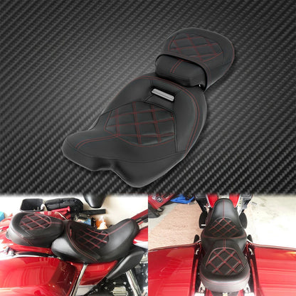 Assento de Couro Dianteiro e Traseiro para Motocicleta para Harley Touring Road King CVO Electra Street Glide 09-23
