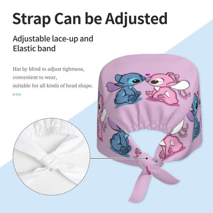 Custom Retro Cartoon Cleaning Working Cap Comfortable  Stitch Ohana Scrub Cap Surgicals Hat Nurse Scrubs Hat For Dentist