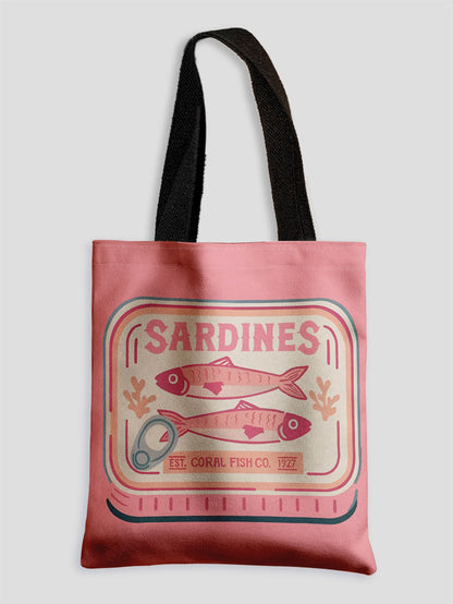 Colorful Trendy Sardines Printe Casual Handbag, Reusable Fashionable Backpack, Multifunctional Tote Bag Polyester Shopping Bag