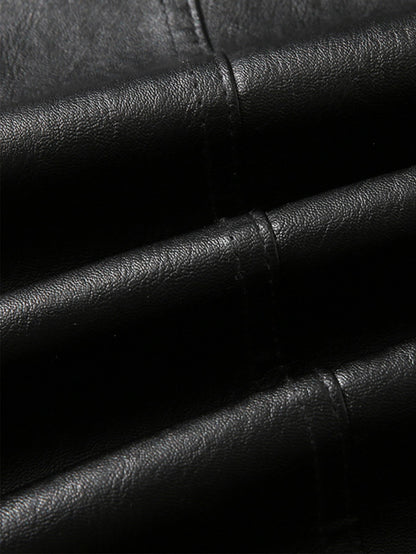 Men's Large Leather Jacket Fashion Collar PU Leather Motorcycle Slimming Cycling Coat New Men Waterproof Leather Jacket