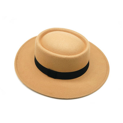 Red fedora hat men's flat top hat ladies felt jazz hat oval hat Panama new hip-hop fedora hat flat brim wholesale