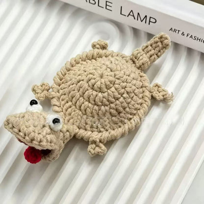 Funny Crochet Animal Coaster Finished Handwoven Coaster Coffee Cup Decor Gift