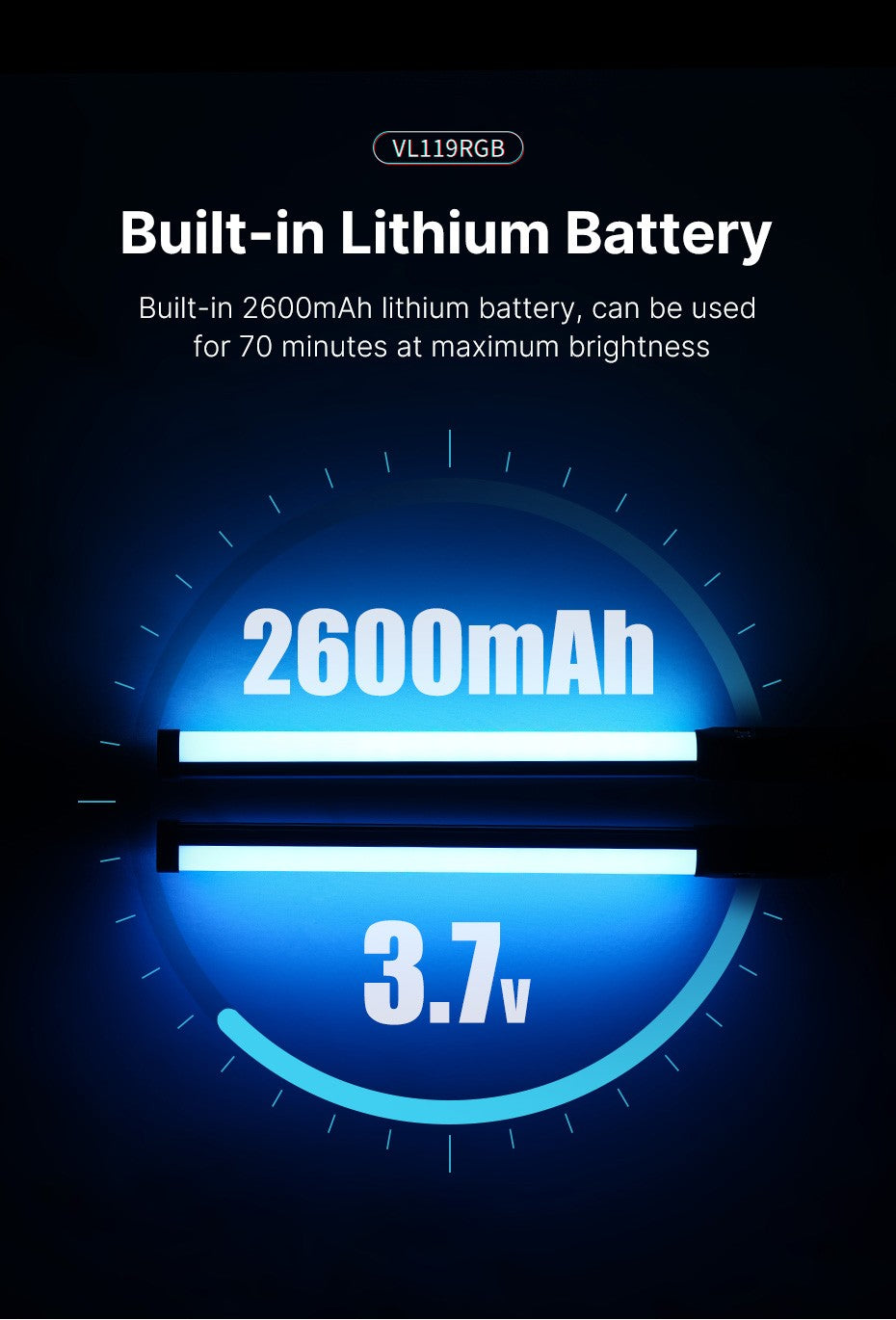 Ulanzi VL119 RGB Bastão de Luz Portátil Tubo LED Iluminação de Vídeo CRI 95+ 2500K-9000K 2000mAh Lâmpada de Preenchimento para Fotografia