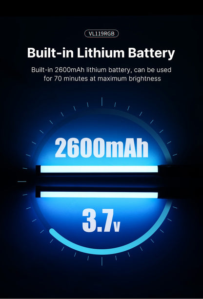 Ulanzi VL119 RGB Bastão de Luz Portátil Tubo LED Iluminação de Vídeo CRI 95+ 2500K-9000K 2000mAh Lâmpada de Preenchimento para Fotografia