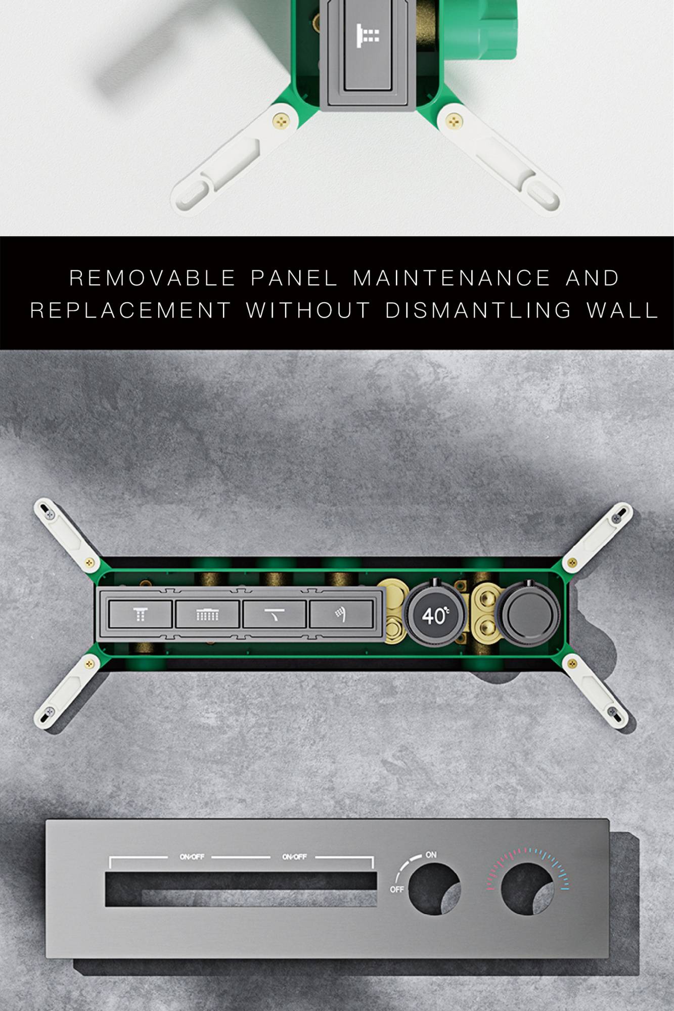 Luxury  black brass shower system wall-mounted LED digital display design Cold & hot dual-control 4-function ceiling shower Tap
