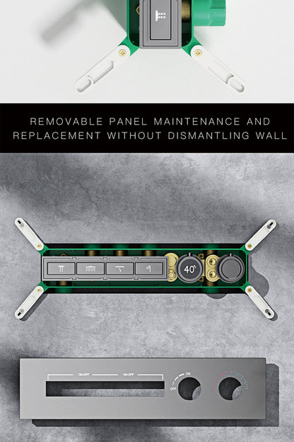 Luxury  black brass shower system wall-mounted LED digital display design Cold & hot dual-control 4-function ceiling shower Tap