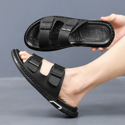 Shoes Men Sandals Slippers Sneaker Leather Men's Sneakers Summer Beach Shoes Sandals For Male Large Size Black Casual Sandals