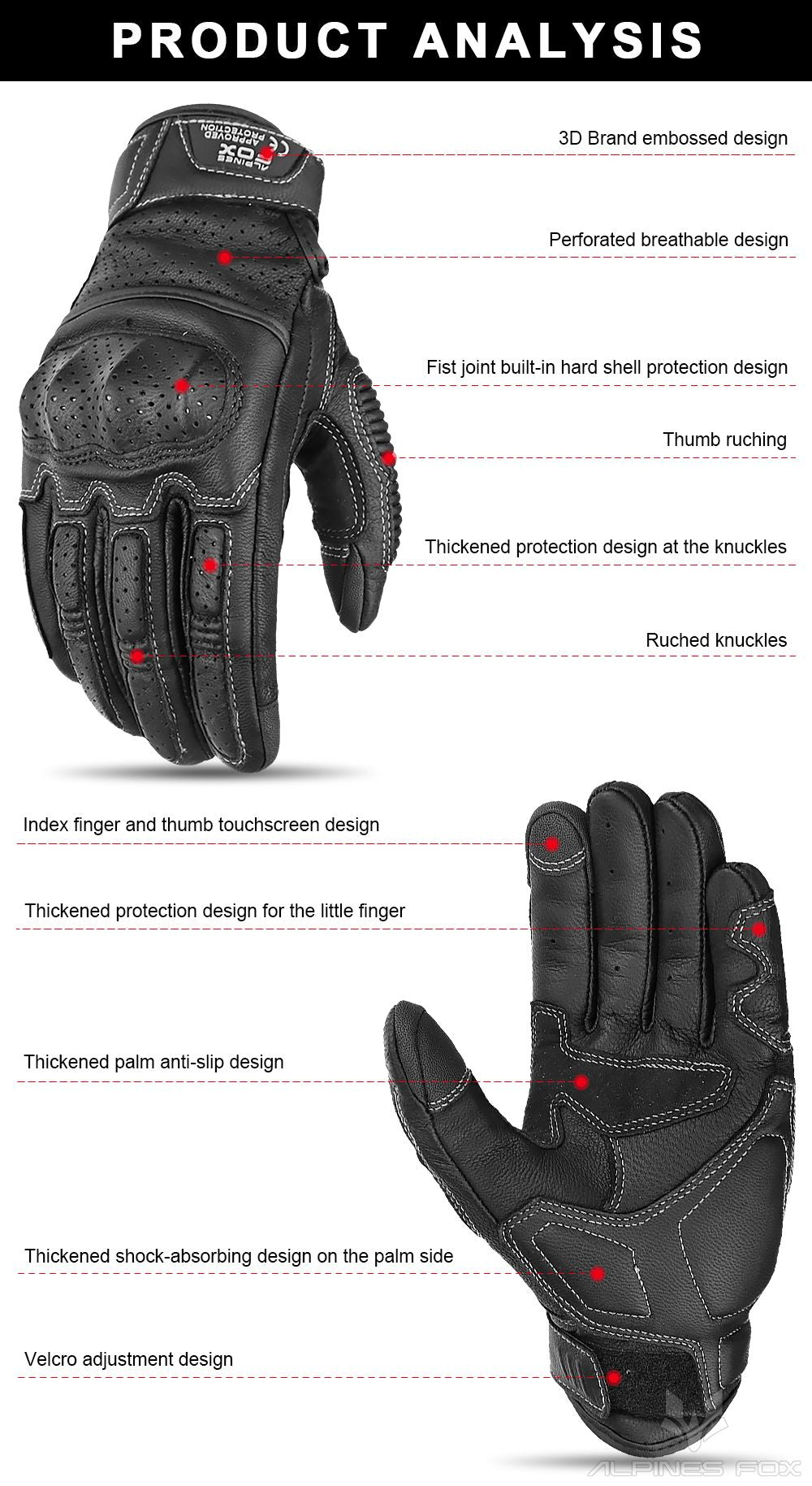 Luvas de Couro Perfurado Retrô de Verão para Motocicleta Masculino Feminino Luvas de Dedo Completo para Motocross Motoqueiro Guantes Moto Equipamento M-XXL