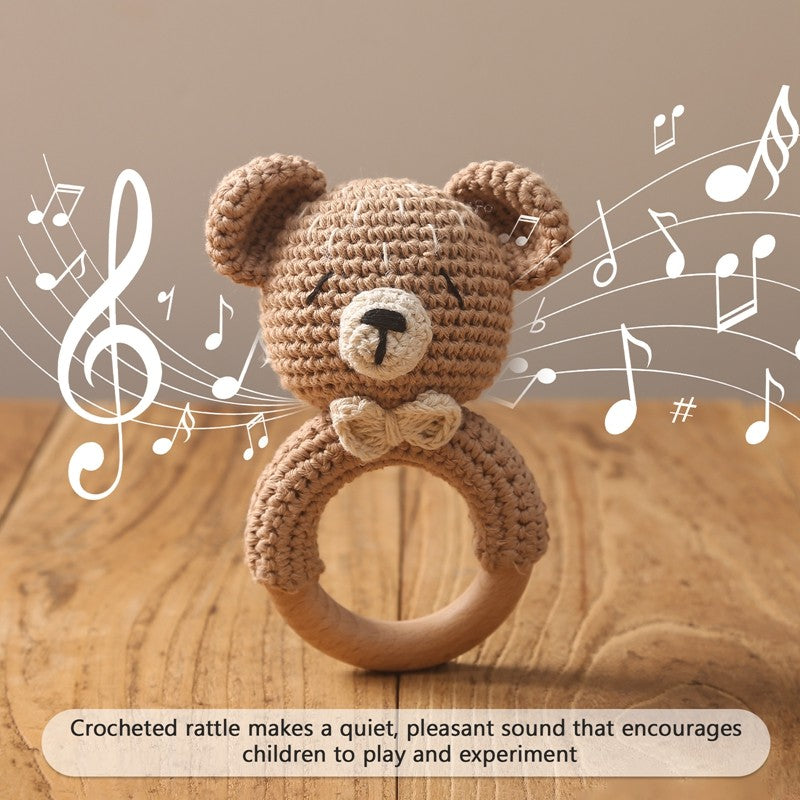 Brinquedos de Crochê para Bebês Chocalho de Animal Desenho Animado Chocalhos Musicais para Bebês Chocalho de Dentista Kawaii Brinquedo de Bebê 0-12 Meses Brinquedos Montessori