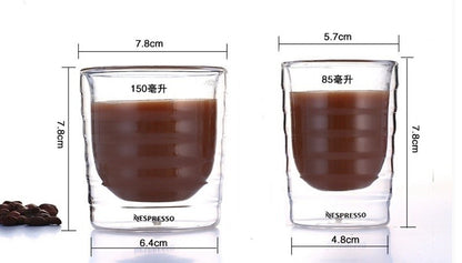 Xícara de Espresso Copo Térmico de Vidro para Chá Leite Bebidas Caneca de Vidro Sopro Artesanal com Parede Dupla Canecas para Whey Protein e Nespresso