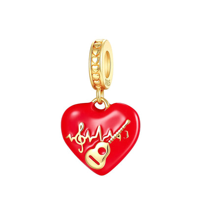 Heart & Organ Charm 925 Sterling Silver Red Rose Skull Dangle Pendant Dark Aesthetic Fit Bangle Bracelet Necklace DIY Jewelry