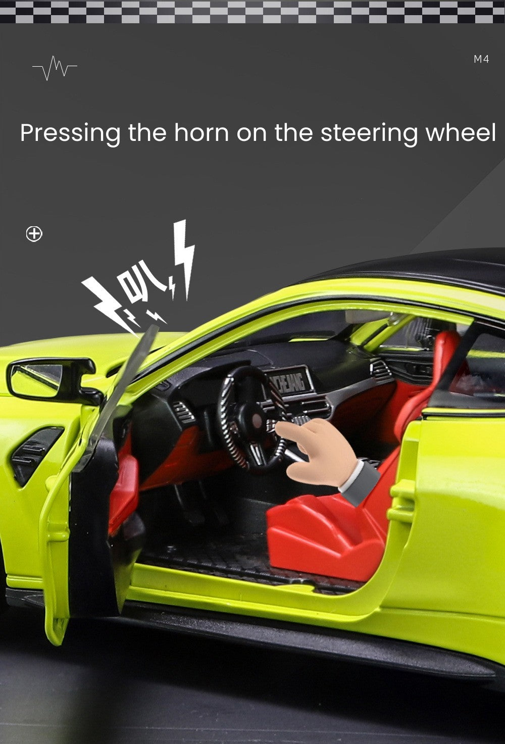 1:24 BMW THE M4 IM Liga Minicarro de Metal Fundido Escala Modelo de Carro Som?Luz Simulação Coleção Brinquedo Infantil Veículo Presente
