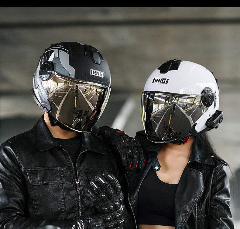 Capacete 3/4 para Motocicleta com Bluetooth, Viseira Dupla, Aprovado pelo DOT, Capacete de Pilotagem para Bicicleta Elétrica e Motocicleta