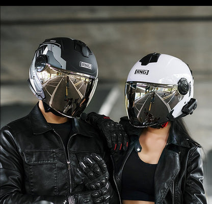 Capacete 3/4 para Motocicleta com Bluetooth, Viseira Dupla, Aprovado pelo DOT, Capacete de Pilotagem para Bicicleta Elétrica e Motocicleta