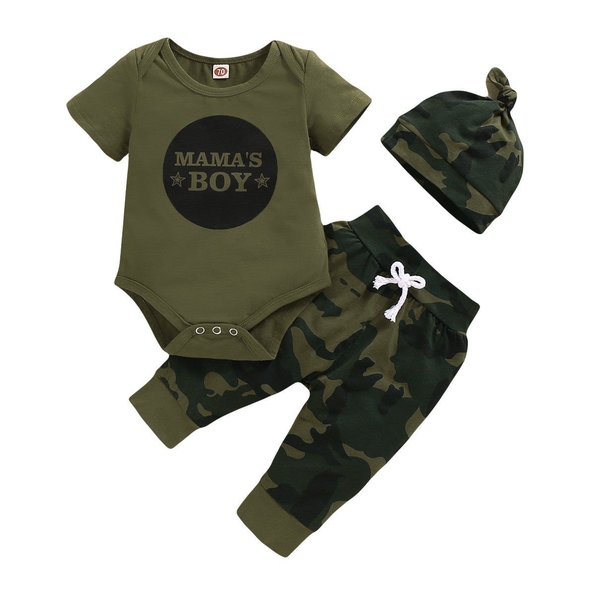 3PCS Camouflage Short Sleeve Clothes Set with Hat Newborn Baby Boy Outfits Summer Street Sports Suit for Toddler Boy 0-18 Months