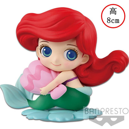 Bandai Disney A Pequena Sereia Anime Qposket Personagens Ariel Linha Glitter Boneco de Ação Modelo Colecionável Brinquedos Presente de Aniversário