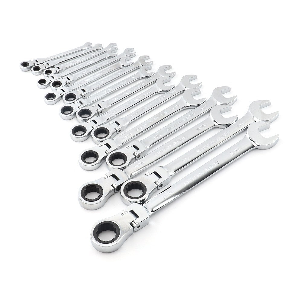 Jogo de chaves de catraca de tamanho imperial de 1/4 a 15/16 polegadas, de 1 peça, com cabeça flexível universal, ferramentas manuais para reparo de carros