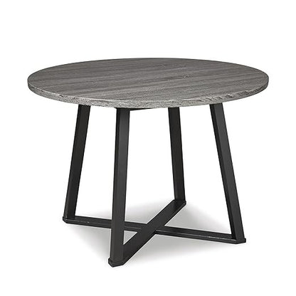 Ashley Centiar Mid-Century Modern Round Dining Table with Gray and Black Metal Legs