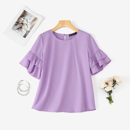 2025 Elegant Office Lady Blouses ZANZEA Summer O Neck Short Sleeve Blouse Women Stylish Solid Holiday Shirt Female OL Work Tops