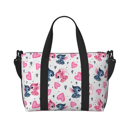 Custom Large SLilo And Stitch Cartoon Tote Bag Women Anime Shopping Shoulder Beach Gym Travel Bag