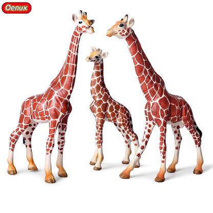 Oenux Zoo África Animais Selvagens Girafa Simulação Modelo Bonecos de Ação PVC Brinquedo Educacional Fofo para Crianças