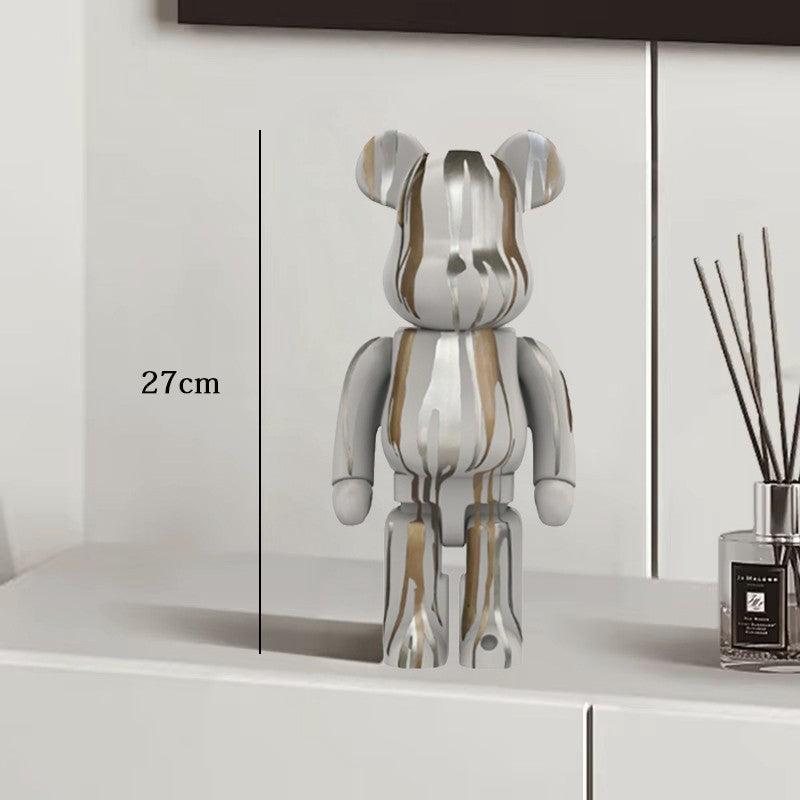 Estátua Urso Graffiti 27cm Bloco Tinta Urso Decoração Enfeites de Resina para Desktop Decoração de Casa Sala de Estar Urso Escultura de Chão Presentes