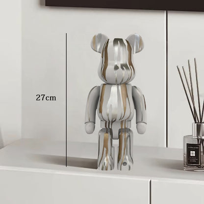 Estátua Urso Graffiti 27cm Bloco Tinta Urso Decoração Enfeites de Resina para Desktop Decoração de Casa Sala de Estar Urso Escultura de Chão Presentes