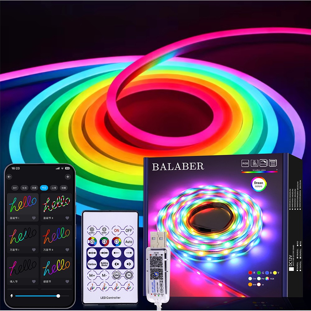 5V RGB Neon Strip Light 1M 2M 4M 5M USB Waterproof Flexible Ribbon Tape Neon Lights With Bluetooth Remote Control For Home Decor