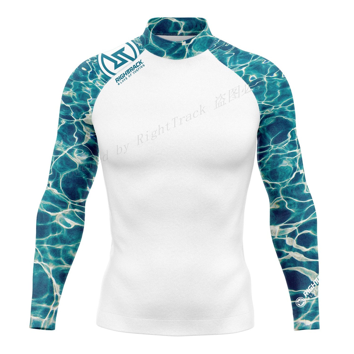 HotSale Men's Surfing Shirt Camouflage Lycra Rashguard RIGHTTRACK For Surf Sportswear Beach UV Swimwear UPF50+ Clothes