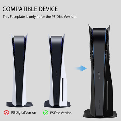 Faceplate for PS5 with Cooling Vent Face Plate Console Cover for Disc Edition Replacement Side Plate Shell Accessories,Black