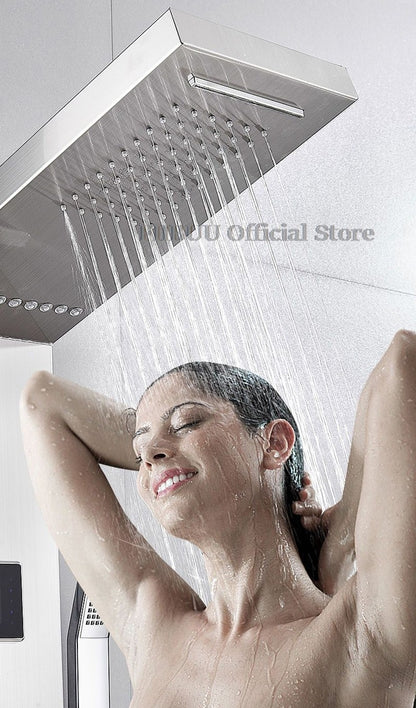 Luxury Shower For Bathroom With Digital Display Pressurized Top Nozzle Rain Shower Head Shower Room Wall Mounted Shower Set
