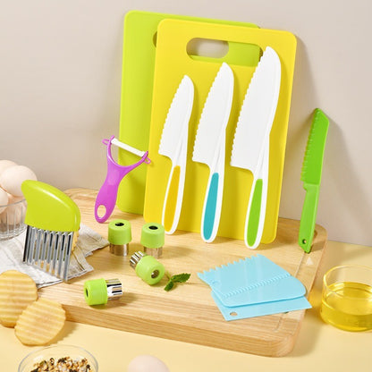 Novo Conjunto de Cortadores de Cozinha Infantil Faca Infantil Cortador de Criança Faca de Plástico para Bolo Frutas Crianças Ferramentas Descascadoras DIY Acessórios de Cozinha
