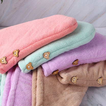 Care Cap with Button Microfiber Hair Towel Super Absorbent Hair Towel Wrap Fast Drying Hair Wraps Women Bathroom Accessories