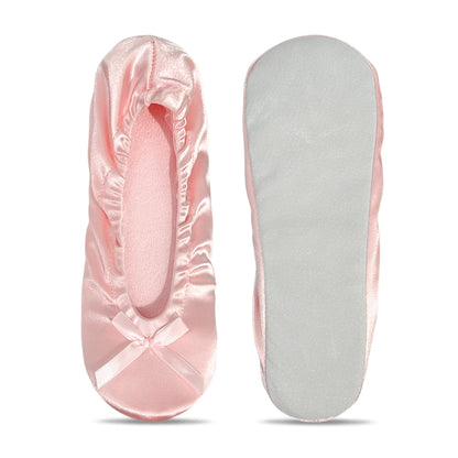 Women's Elegant Ballerina Flats, Lightweight Cozy Indoor Home House Ballet Flats, With Soft Foam Shoe-Insole & Bowknot Decor