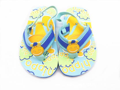 2025 Summer Children Cute Cartoon Animal Slippers Beach Shoes Kids Flip Flops Elastic Band Anti-slip Sandals Boys Girls Slippers